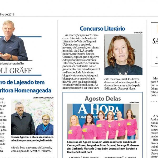 Feira do livro de Lajeado tem Patrono e Escritora Homenageada