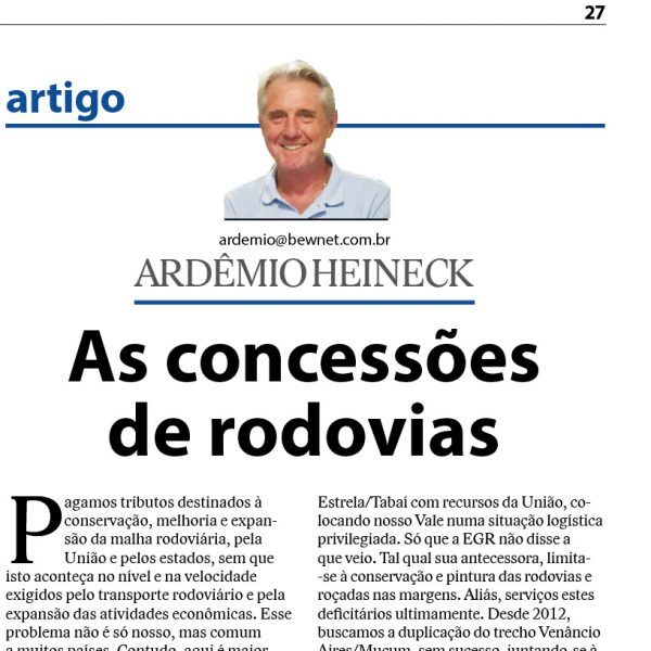 As concessões  de rodovias