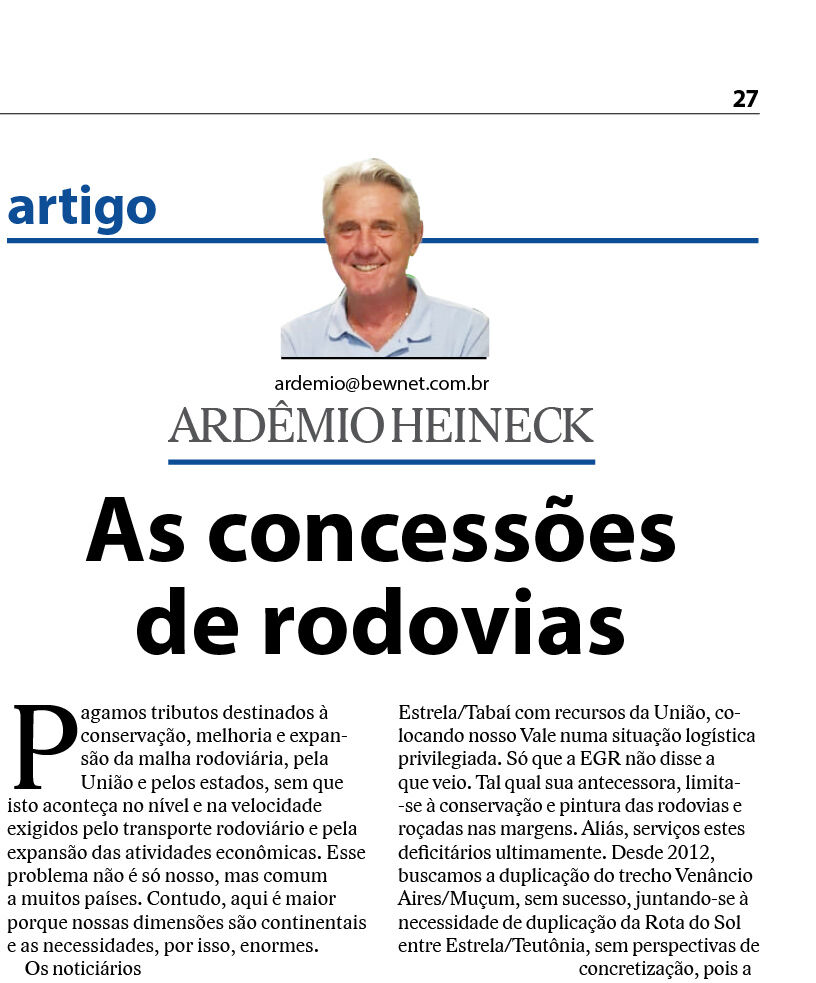 As concessões  de rodovias