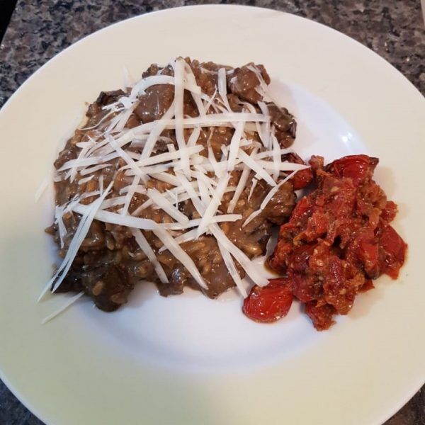 Risoto de funghi  e filé do Alberto
