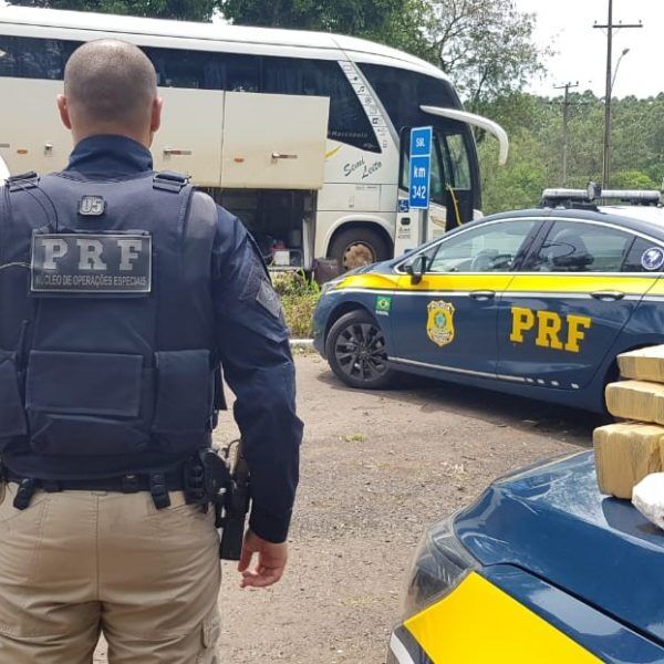 PRF de Lajeado apreende skank, haxixe e maconha em ônibus