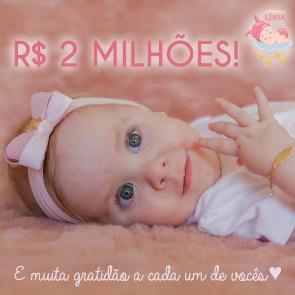 Campanha Todos pela Lívia chega a R$ 2 milhões