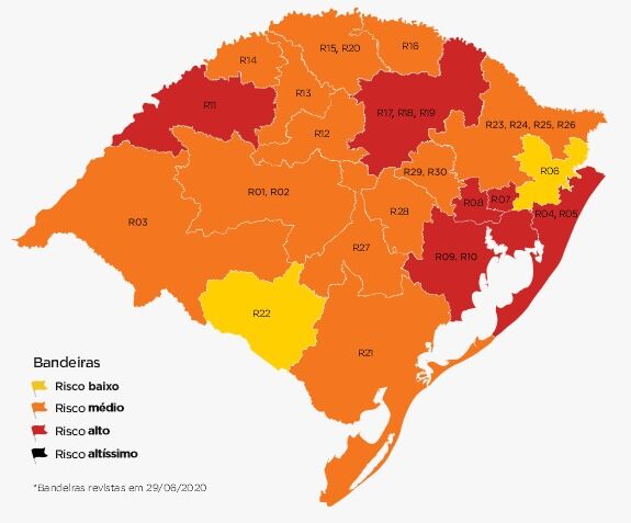 Caxias do Sul, Erechim e Palmeira das Missões seguem na bandeira laranja