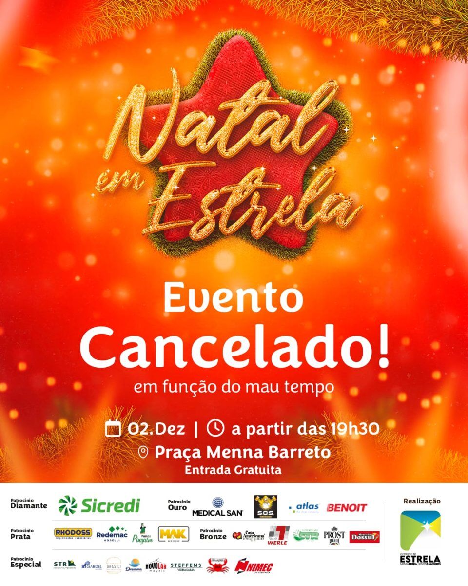 Programação do Natal em Estrela é cancelada