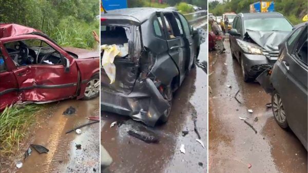 Acidente entre três carros deixa um ferido na ERS-130, em Lajeado