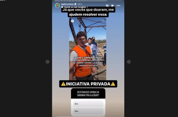 Em enquete, Badin pergunta se deve destinar recursos à Ponte de Ferro