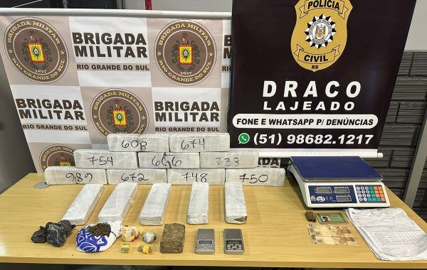 BM e Polícia Civil apreendem quase dez quilos de droga em Lajeado