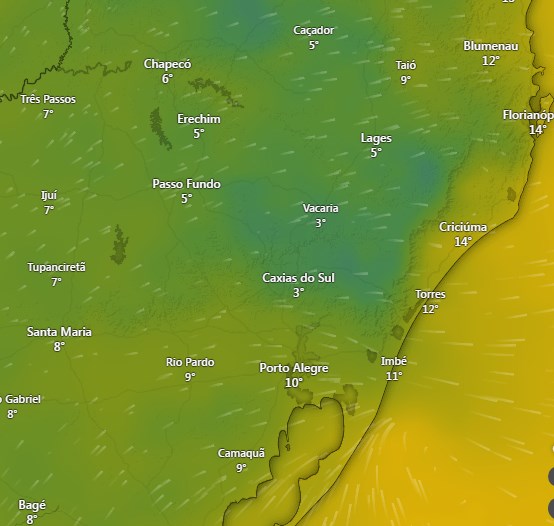 Ar polar derruba temperaturas e aumenta sensação de frio nesta quinta-feira
