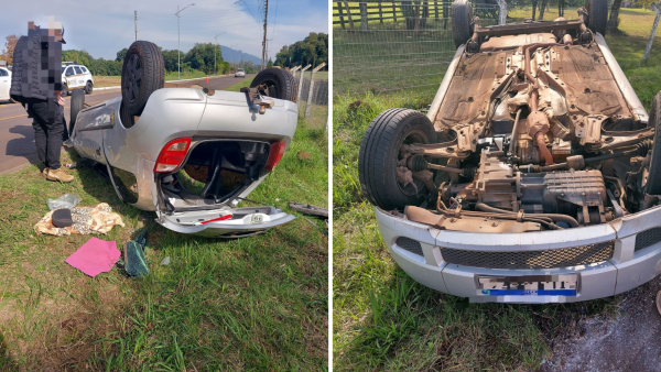 Motorista fica ferida após capotamento em Westfália