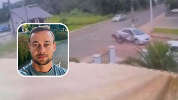 Câmera flagra carro cortar frente de moto em Paverama