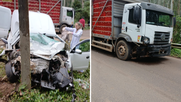 Mulher fica ferida em colisão na ERS-421, em Sério