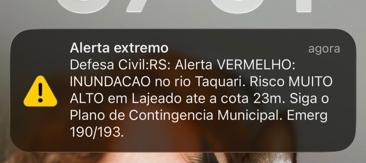 Defesa Civil emite alerta de inundação para celulares em quatro cidades do Vale