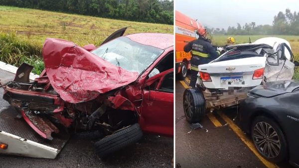 Acidente entre três veículos deixa cinco feridos em Teutônia