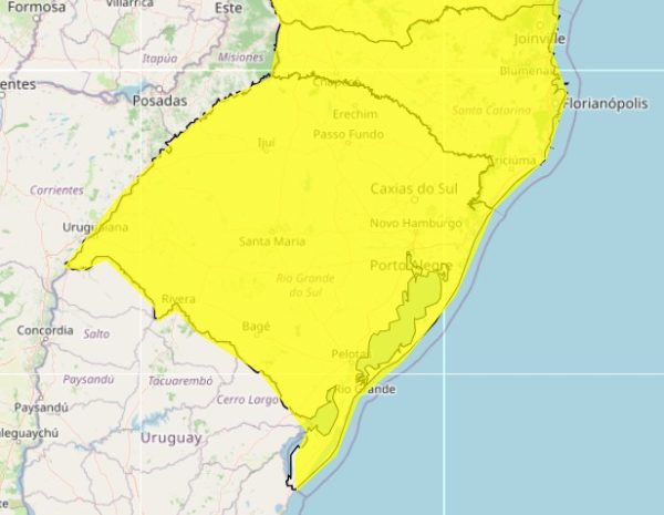 Inmet alerta para queda de até 5°C nas temperaturas no Rio Grande do Sul